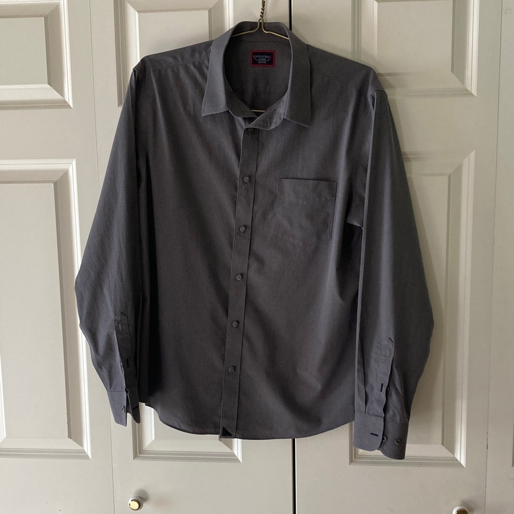 Untuckit Marcasin wrinkle free mens XL button down shirt long sleeve dark gray